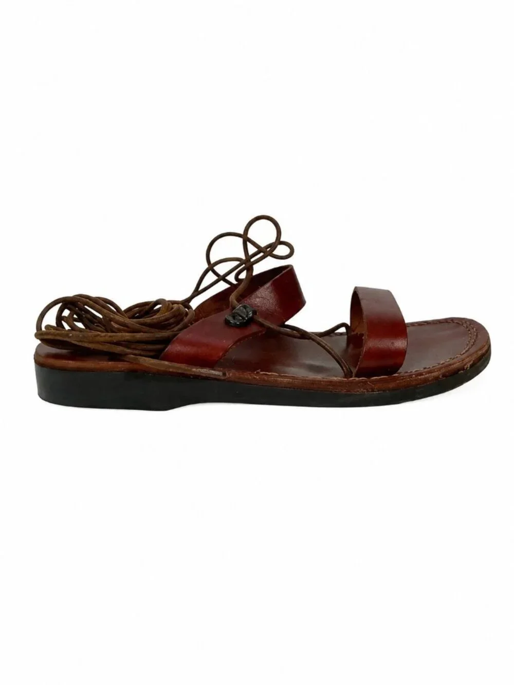 Eden Handmade Brown Leather Lace Up Gladiator Sandals EU37 US 6.5 Resort